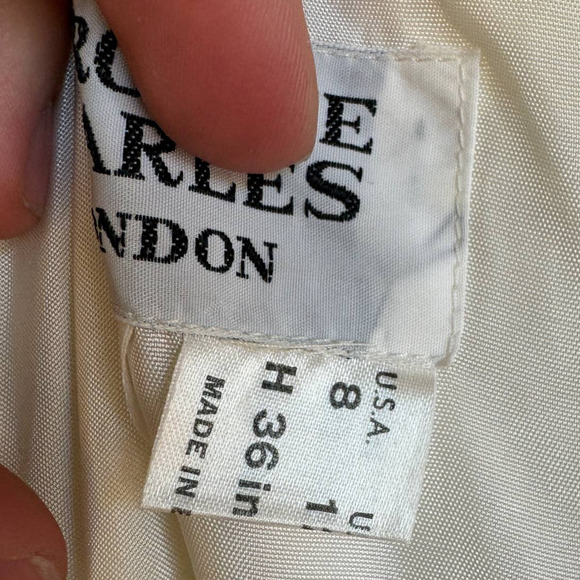 Caroline Charles London Vintage 1980's Strapless White Fit and Flare Midi Dress - Picture 12 of 12